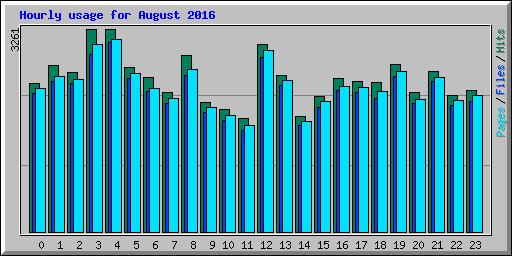 Hourly usage for August 2016
