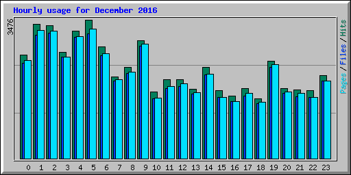 Hourly usage for December 2016